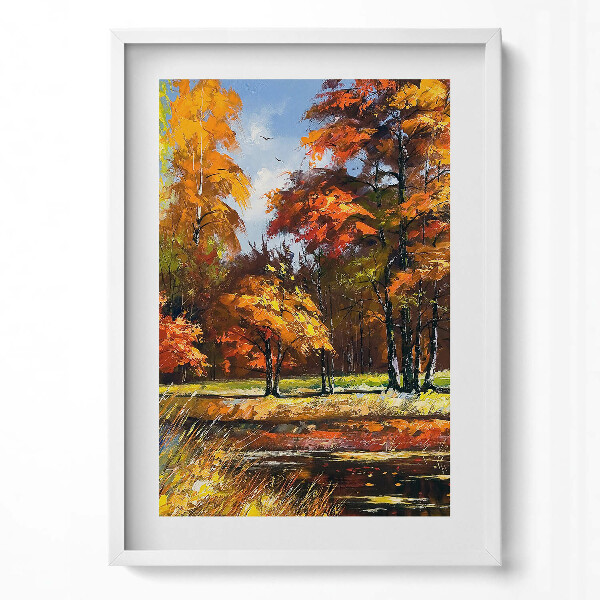 Obraz v rámu dekorativní Malovaný podzim a řeka