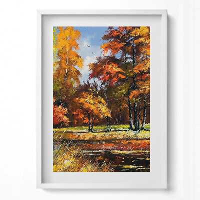 Obraz v rámu dekorativní Malovaný podzim a řeka