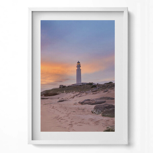 Obraz v rámu dekorativní Mořská krajina s pláží a majákem