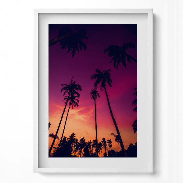 Obraz v rámu dekorativní Palmy při západu slunce