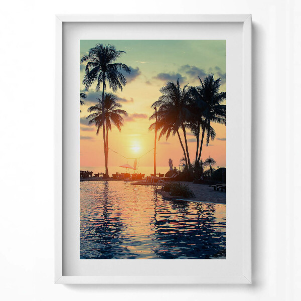 Obraz v rámu dekorativní Palmy ve slunečním světle