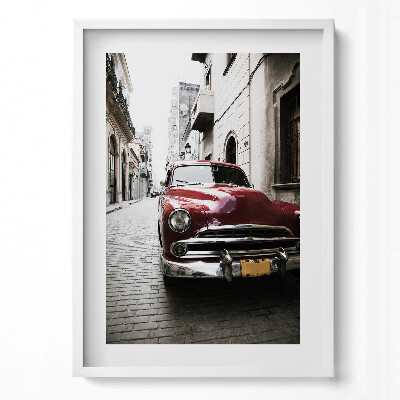 Obraz v rámu dekorativní Staré červené auto