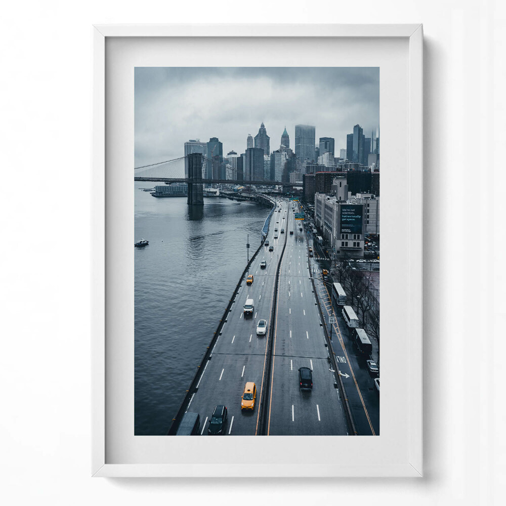 Obraz v rámu dekorativní Pohled na městskou ulici z ptačí perspektivy