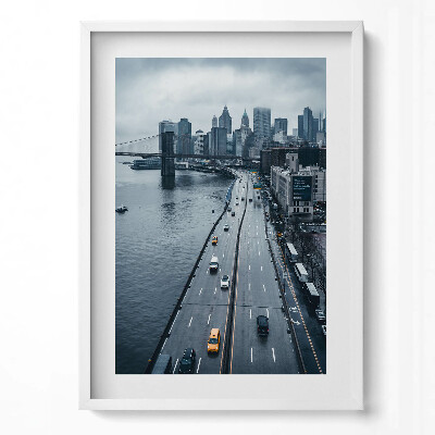 Obraz v rámu dekorativní Pohled na městskou ulici z ptačí perspektivy
