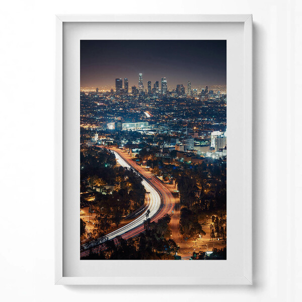 Obraz v rámu dekorativní Město v noci z ptačí perspektivy