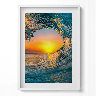 Obraz v rámu dekorativní Vodní vlna při západu slunce