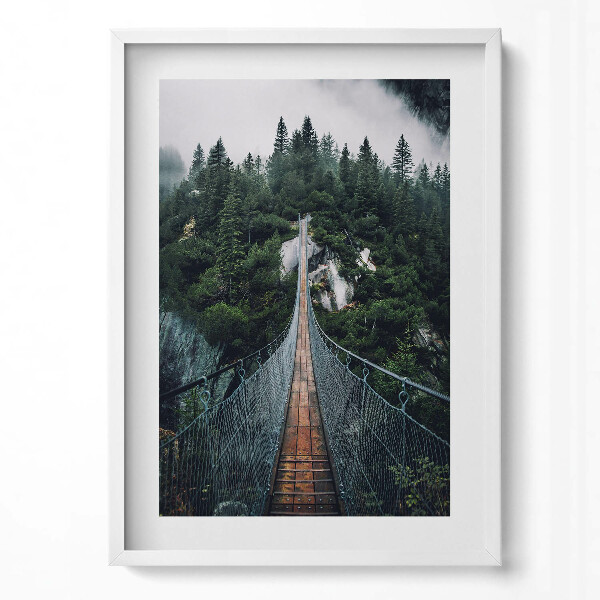Obraz v rámu dekorativní Visutý most přes les