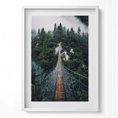 Obraz v rámu dekorativní Visutý most přes les