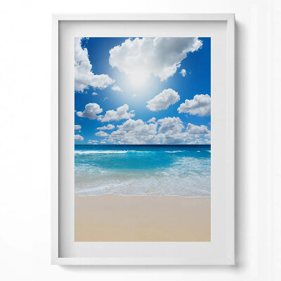 Obraz v rámu dekorativní Pláž, moře a horizont