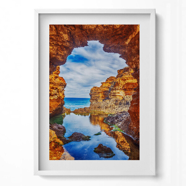 Obraz v rámu dekorativní Pohled zpod skal na moře