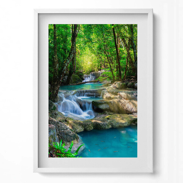 Obraz v rámu dekorativní Tyrkysový potok v lese