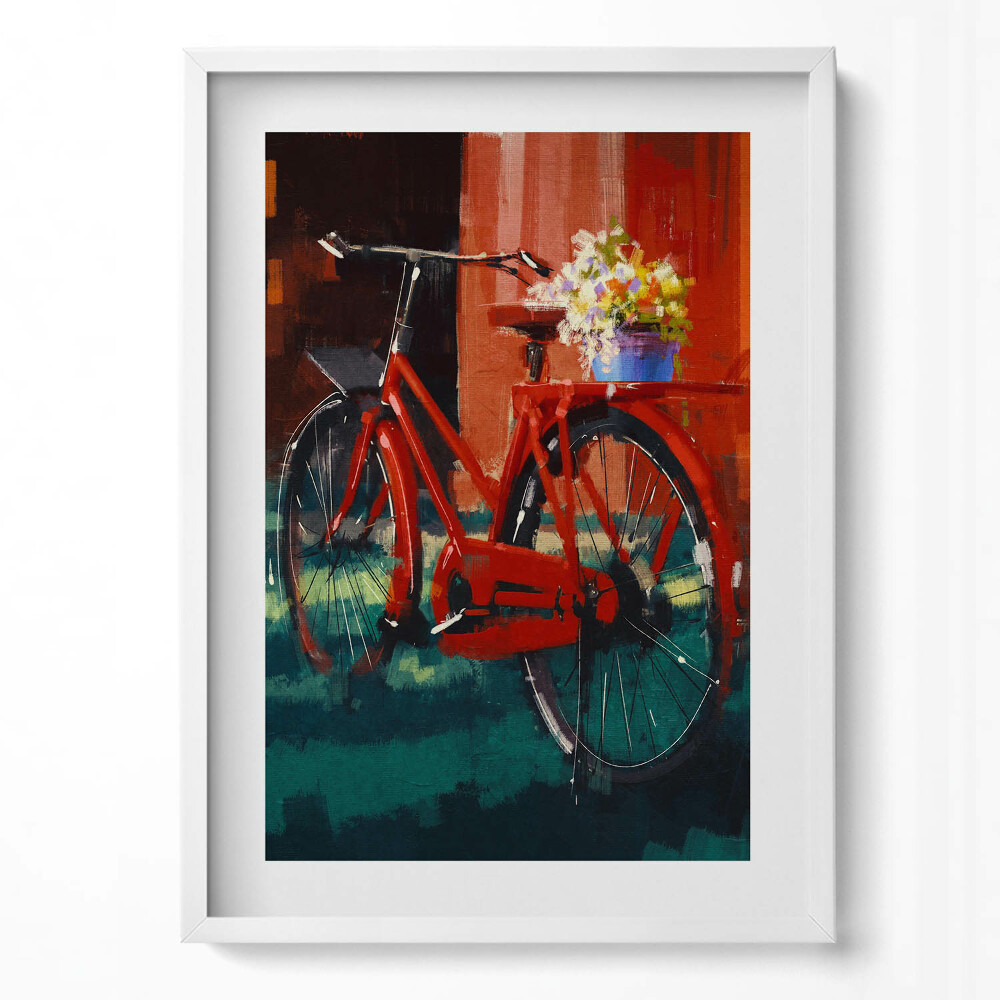 Obraz v rámu dekorativní Kolo s květinovým aranžmá