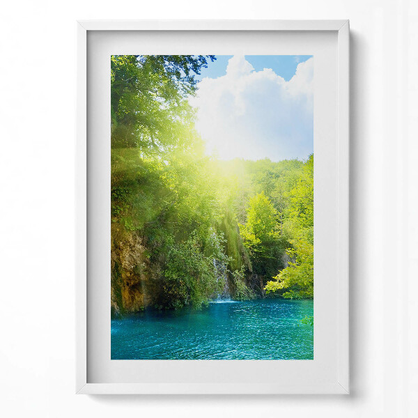 Obraz v rámu dekorativní Krajina modré laguny