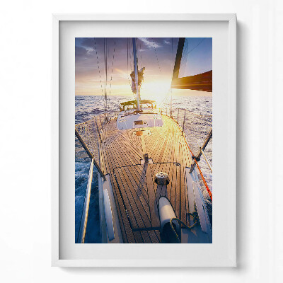 Obraz v rámu dekorativní Západ slunce na palubě plachetnice