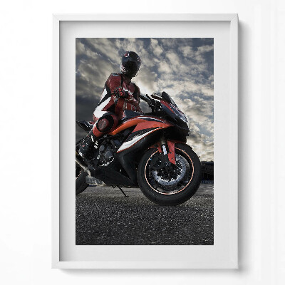 Obraz v rámu dekorativní Muž na motorce