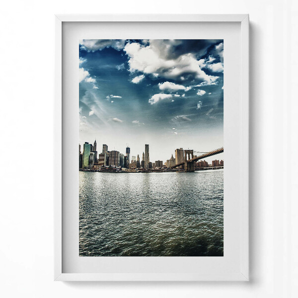 Obraz v rámu dekorativní Město a Brooklynský most