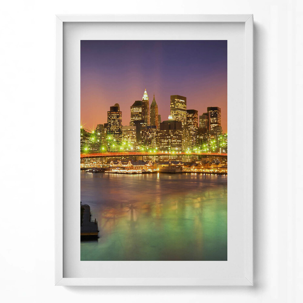 Obraz v rámu dekorativní Brooklynský most v noci