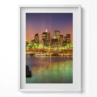 Obraz v rámu dekorativní Brooklynský most v noci