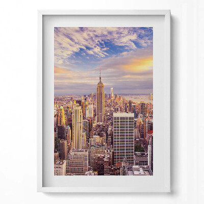Obraz v rámu dekorativní Západ slunce v New Yorku
