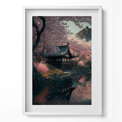 Obraz v rámu dekorativní Krásný asijský třešňový květ