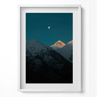 Obraz v rámu dekorativní Západ slunce v horách