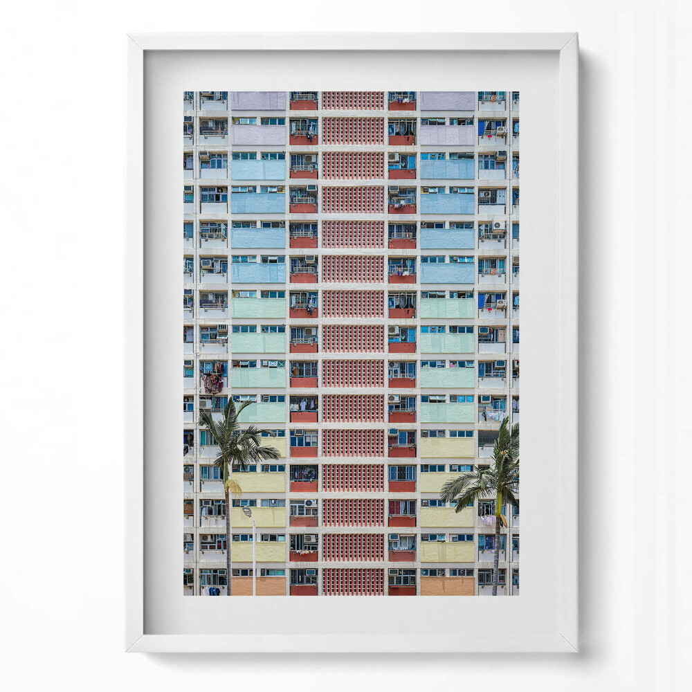 Obraz v rámu dekorativní Barevná budova Hong Kong