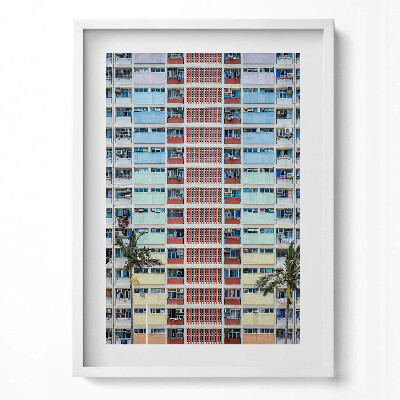 Obraz v rámu dekorativní Barevná budova Hong Kong