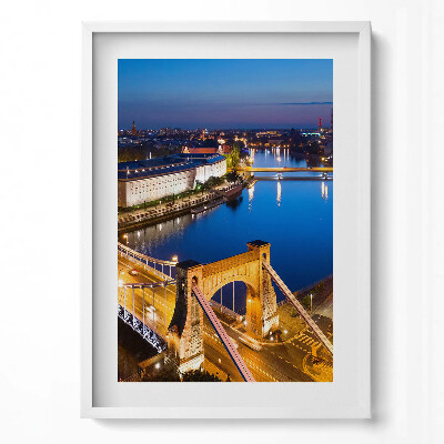 Obraz v rámu dekorativní Město v noci Wrocław