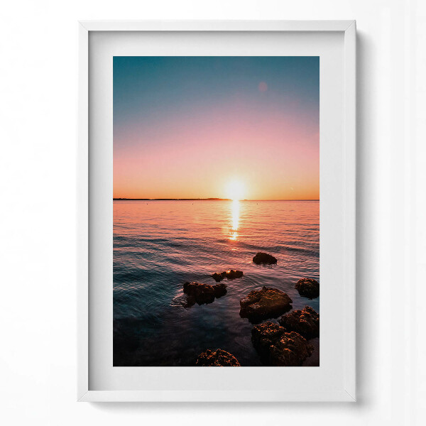 Obraz v rámu dekorativní Skály při západu slunce