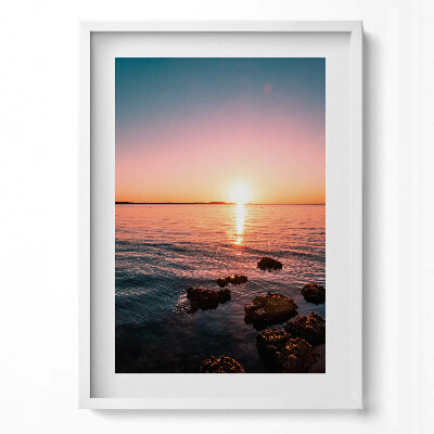 Obraz v rámu dekorativní Skály při západu slunce