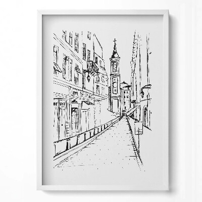 Obraz v rámu dekorativní Kresba města Provence