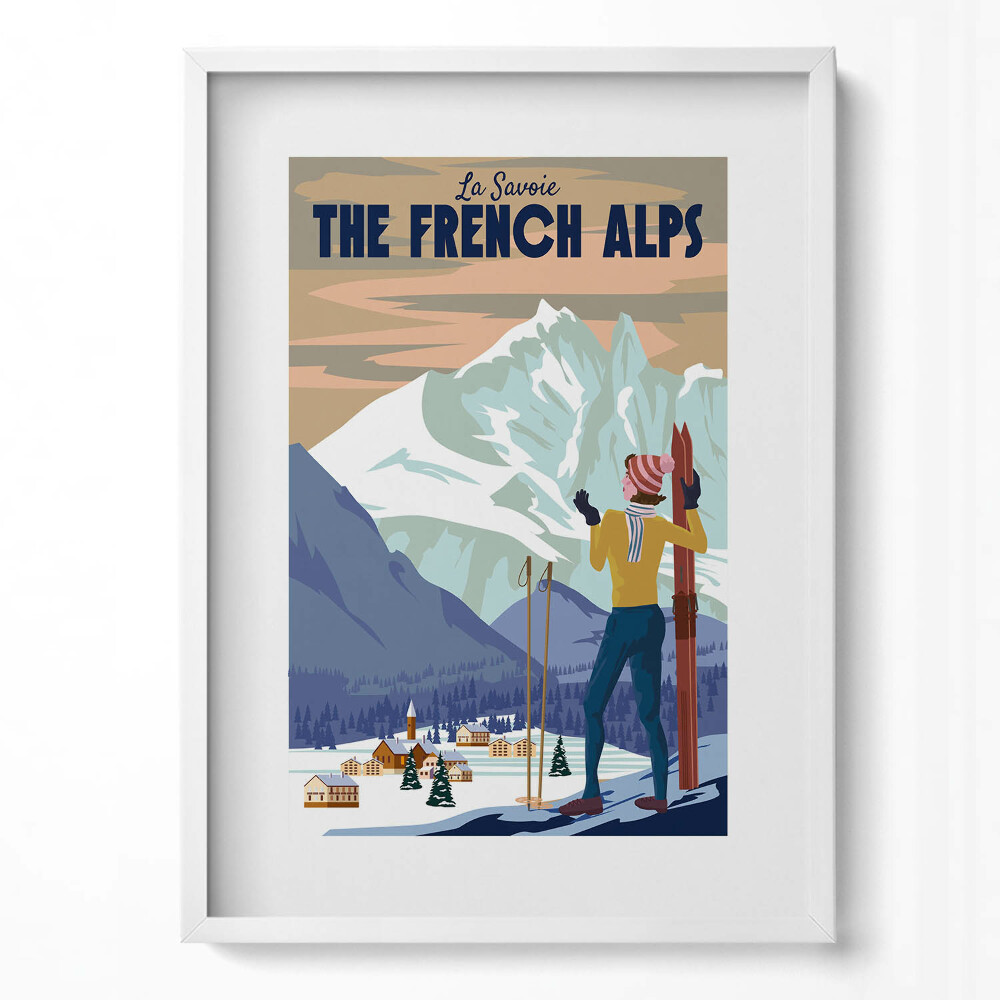 Obraz v rámu dekorativní Francouzské Alpy plakát