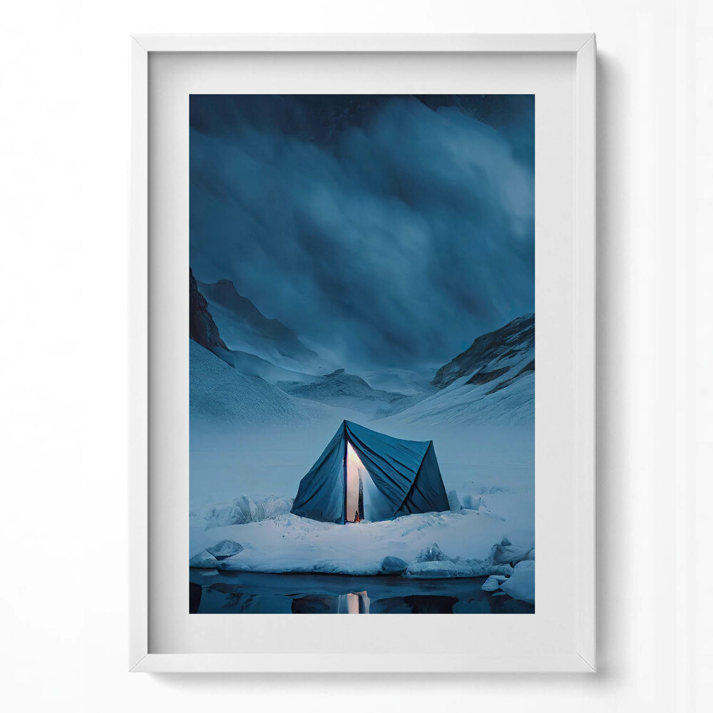 Obraz v rámu dekorativní Stan v horách Islandu