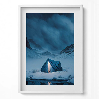 Obraz v rámu dekorativní Stan v horách Islandu