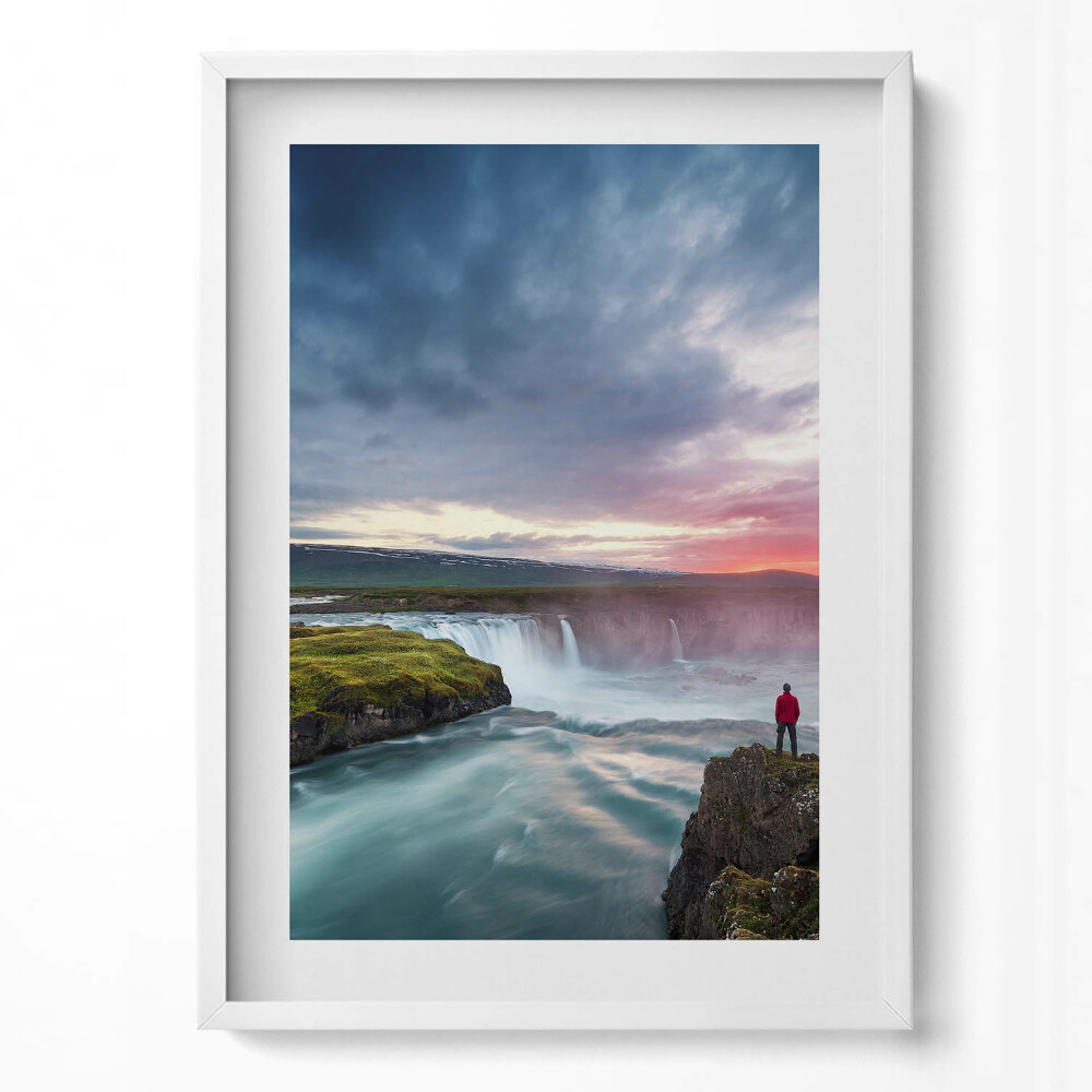 Obraz v rámu dekorativní Krajina s vodopádem Godafoss