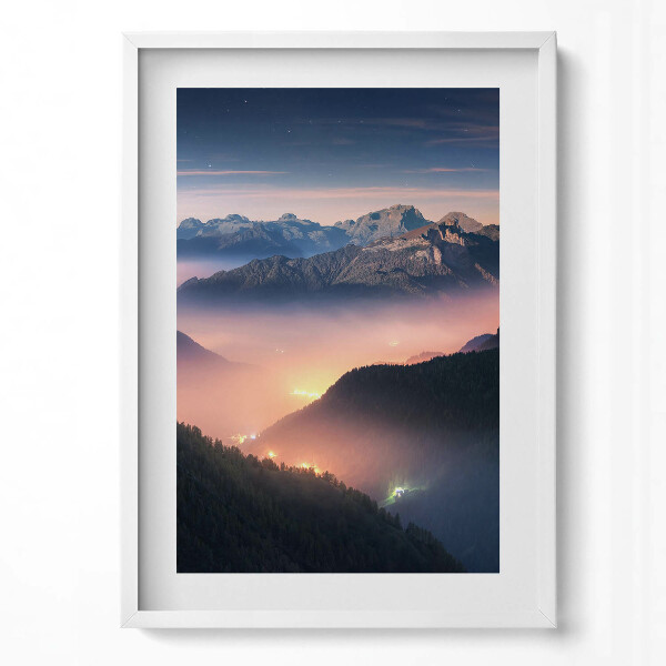 Obraz v rámu dekorativní Krajina horských vrcholů