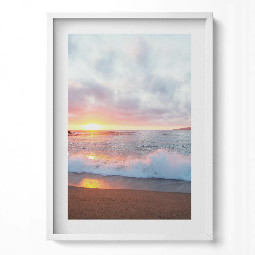 Obraz v rámu dekorativní Mořská pláž a západ slunce