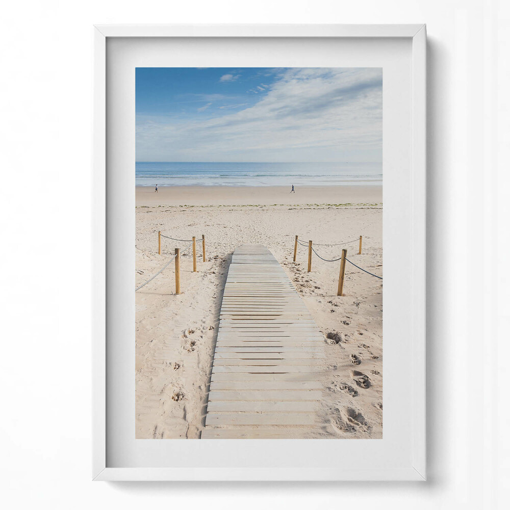 Obraz v rámu dekorativní Dřevěná cesta na písku