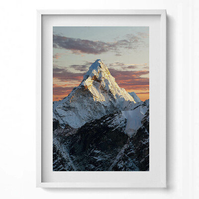 Obraz v rámu dekorativní Zasněžený vrchol hory