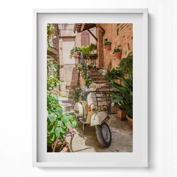 Obraz v rámu dekorativní Motocykl v italské ulici
