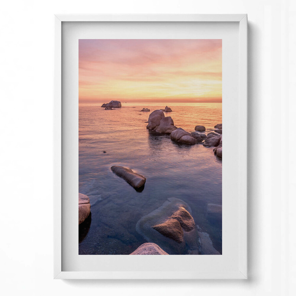 Obraz v rámu dekorativní Romantická krajina při západu slunce