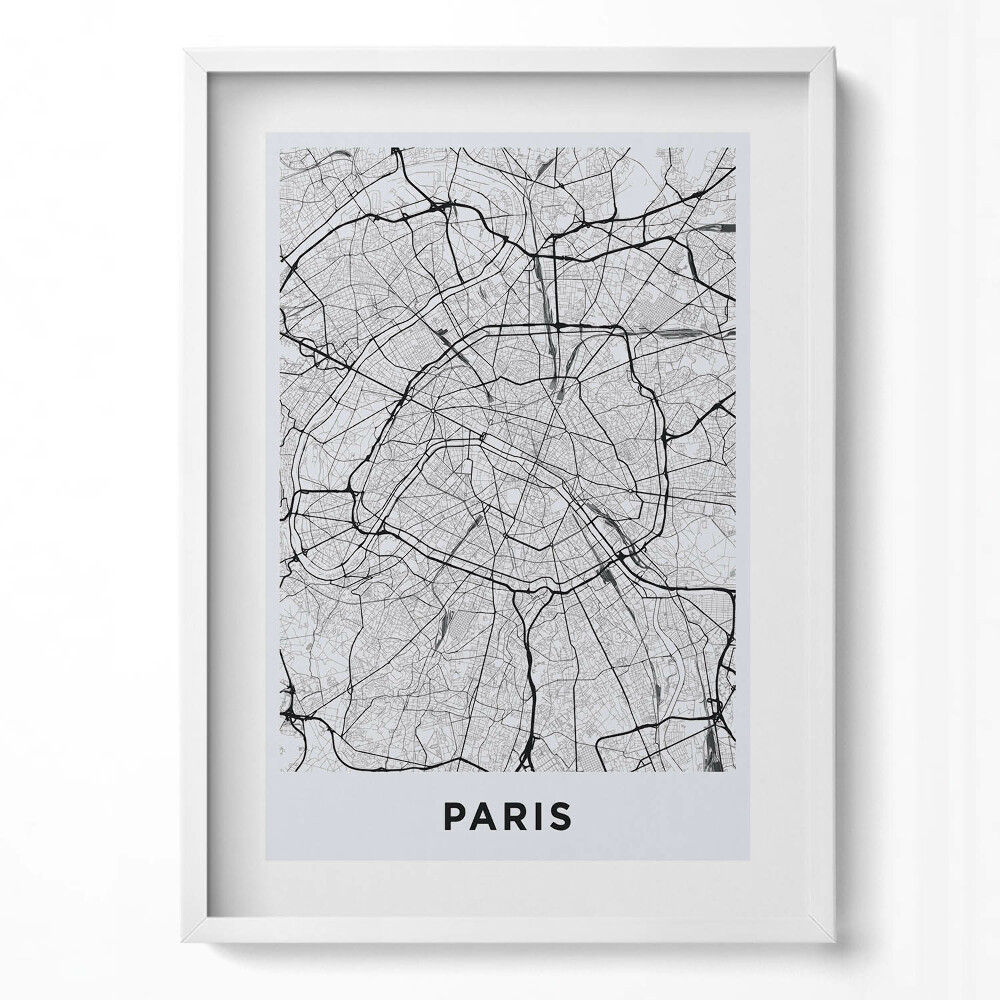 Obraz v rámu dekorativní Mapa města Paříž Francie