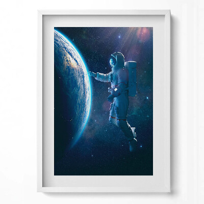 Obraz v rámu dekorativní Kosmonaut a planeta Země