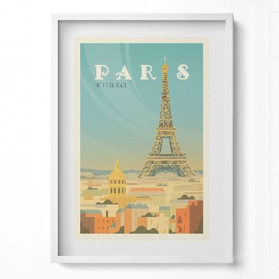 Obraz v rámu dekorativní Ilustrace Paříže a Eiffelovy věže