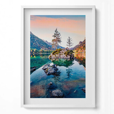 Obraz v rámu dekorativní Krásná horská krajina jezera
