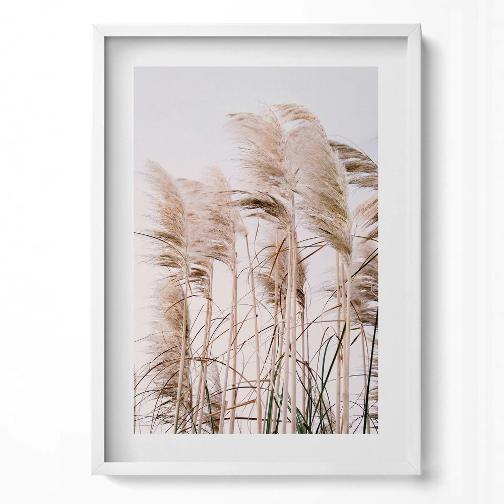 Obraz v rámu dekorativní Romantická krajina trávy v boho stylu