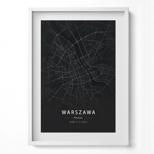 Obraz v rámu dekorativní Mapa města Varšavy, hlavního města Polska