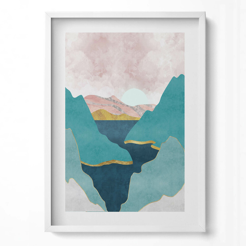 Obraz v rámu dekorativní Módní ilustrace hor a řek