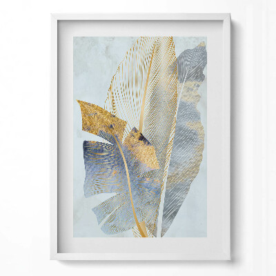 Obraz v rámu dekorativní Glamour banánové listy se zlatem