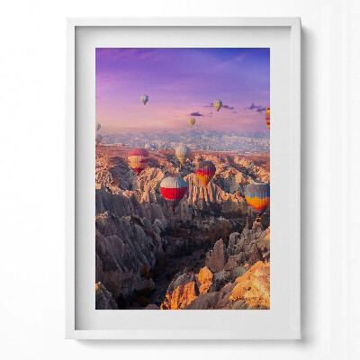 Obraz v rámu dekorativní Balónky létající nad kaňonem